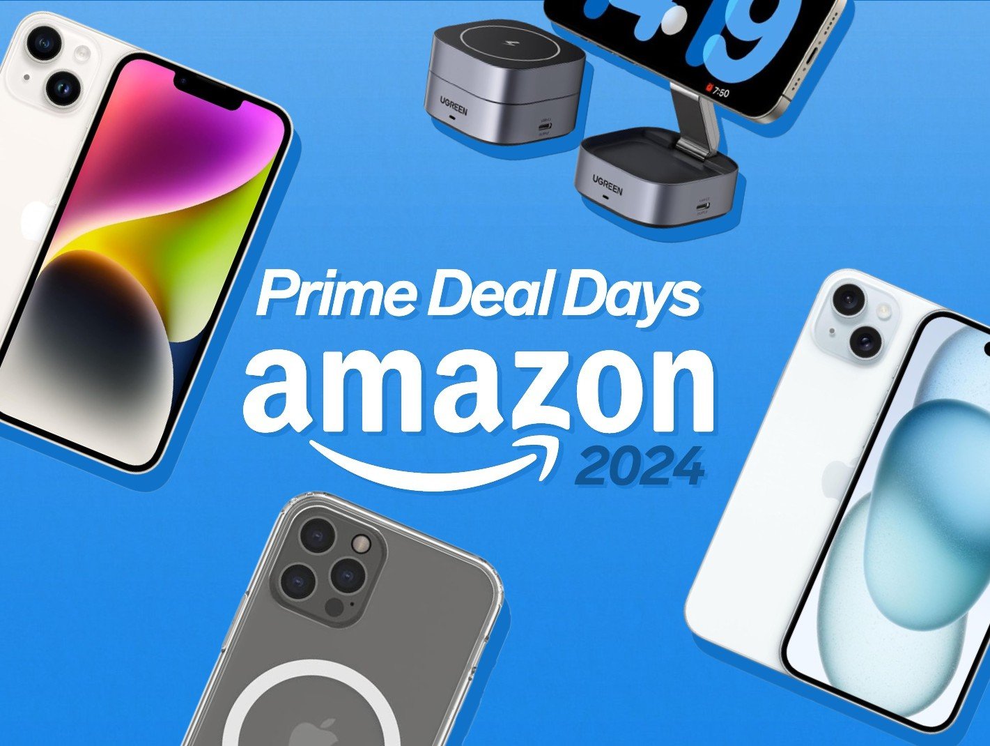 Beispielabbildungen für iPhone-Angebote am zweiten Amazon Prime Day 2024.