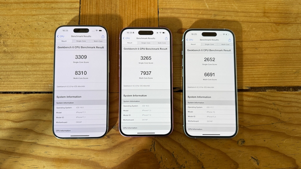 Geekbench-6-Benchmark: iPhone 16 Pro, iPhone 16, iPhone 15